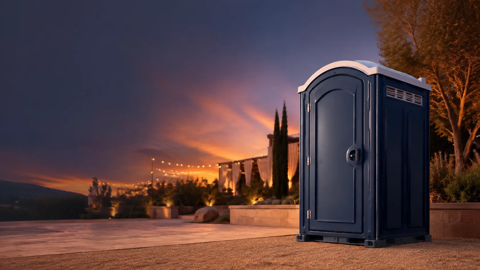 Portable restroom shown for rental planning in North Chicago, IL